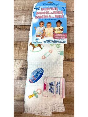 Charles Craft Deluxe Baby Bib Cross Stitch 14-Count Border 100% Cotton